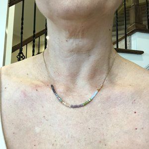 Gold Plated Muli-Color Gem Necklace with FREE Matching Bracelet Women Teen